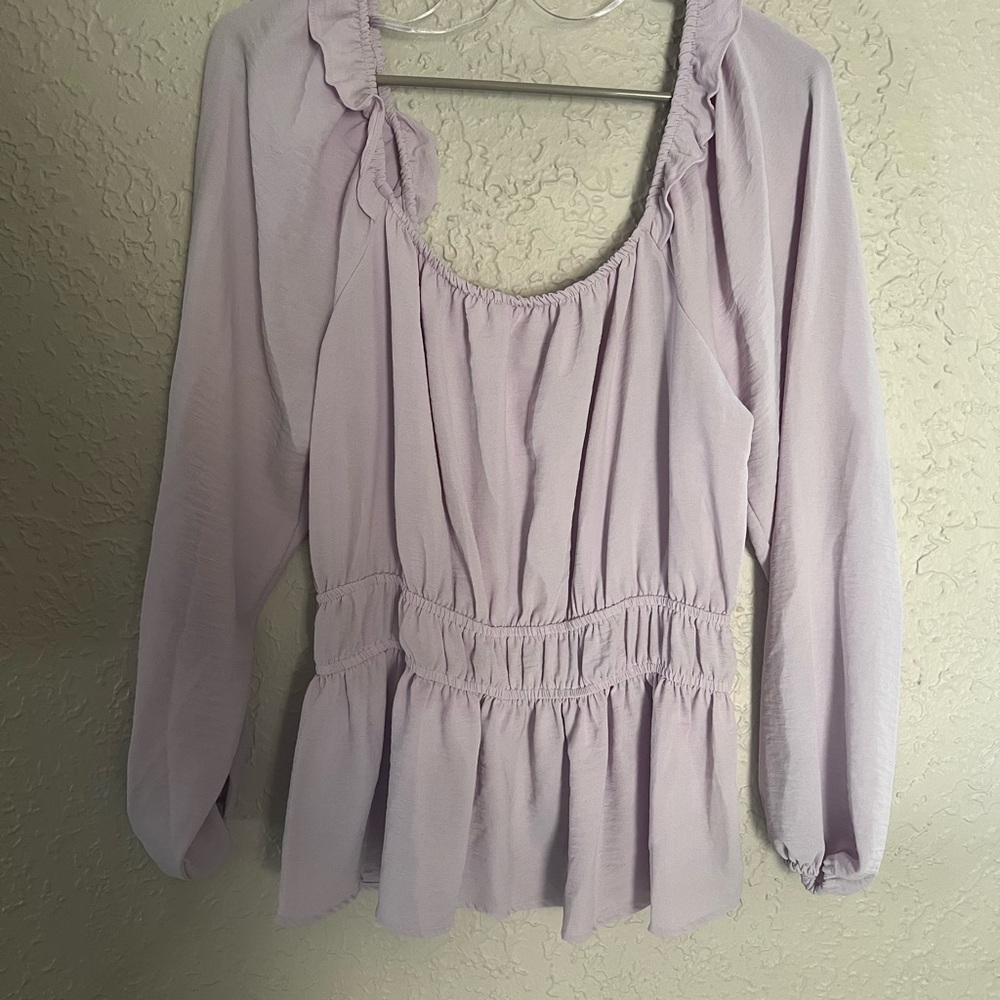 Nine West Light Purple Ruffled Blouse